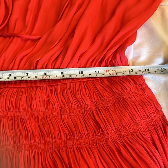 Anthropologie Current Air PLEATED Mini Dress Color Flame, Bright Red Size S - Picture 14 of 15